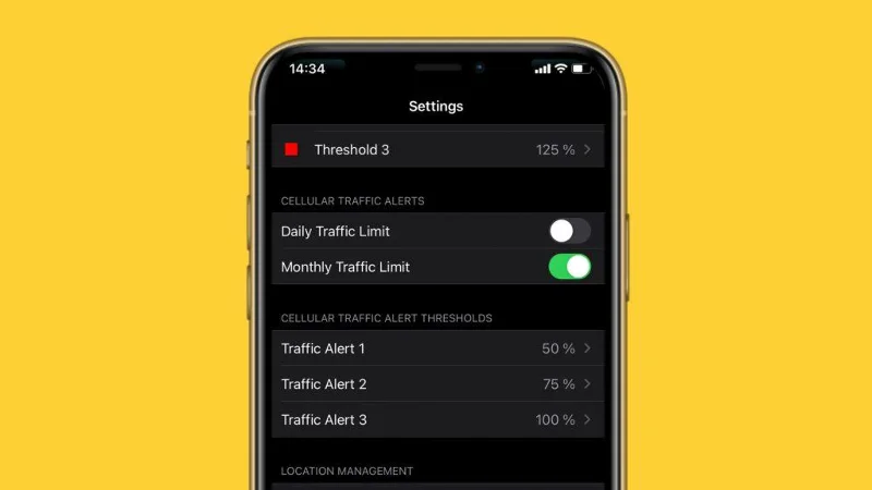 Cara menetapkan amaran penggunaan Data pada iOS