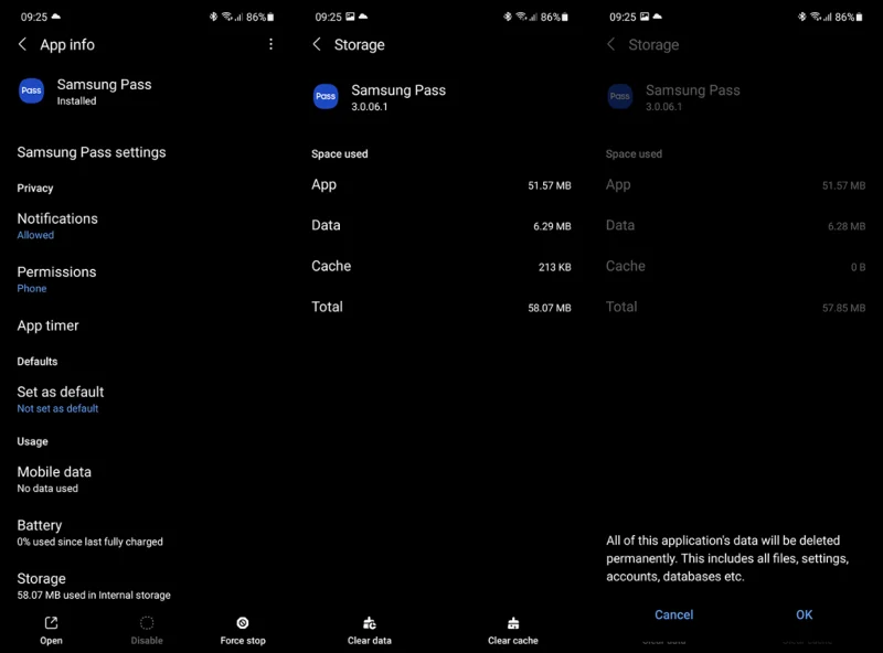 Effacer les données de Samsung Pass