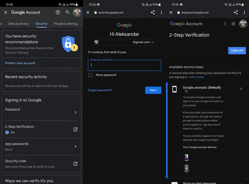 Deshabilitar la verificación en dos pasos para la cuenta de Google (instrucciones)