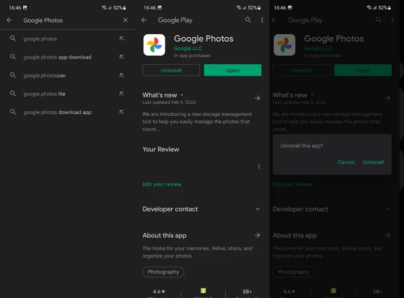 Reinstallazione di Google Foto su Android