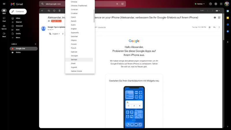 Berikut ialah cara menggunakan Terjemahan Google dalam Gmail