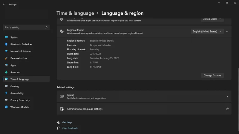 Cambiar formatos en Windows