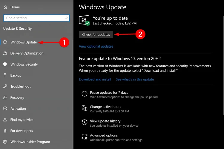 Windowsの更新確認