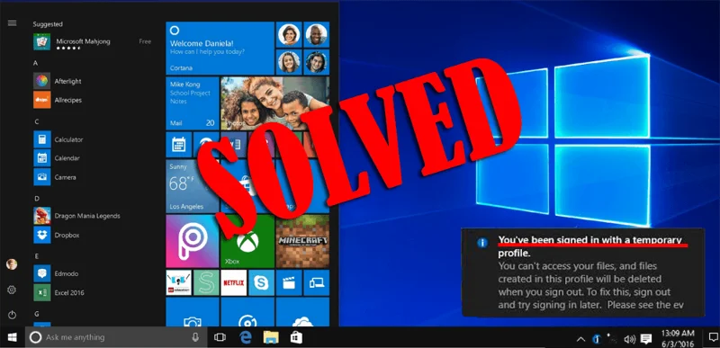 [DIBETUL] Anda telah dilog masuk dengan profil sementara dalam Windows 10
