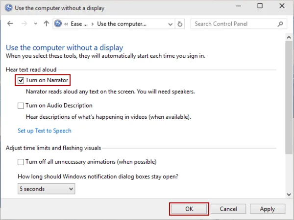 ¿Cómo deshabilitar y habilitar Narrador en Windows 10?