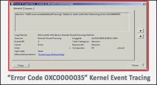 “Hata Kodu: 0XC0000035” Çekirdek Olay İzleme [10 KOLAY DÜZELTME]