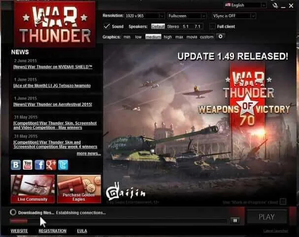 DIBETULKAN: Pemacu Video War Thunder Digantung dan Ralat Dimulakan Semula