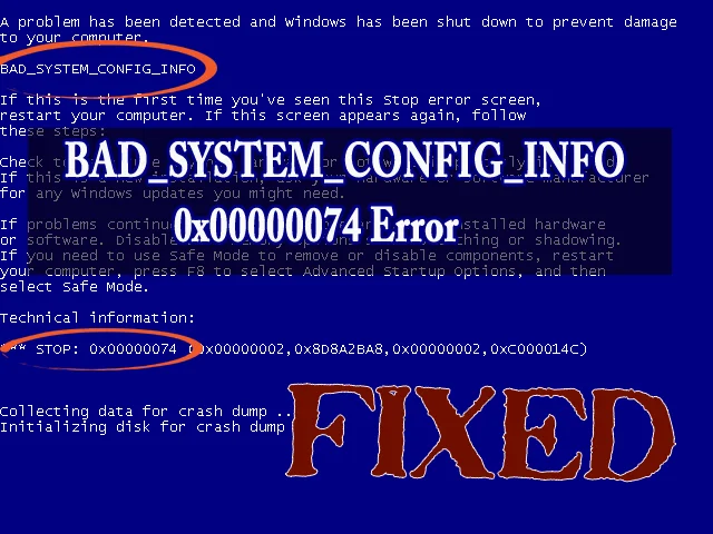 5 métodos para corregir el error BSOD BAD_SYSTEM_CONFIG_INFO 0x00000074