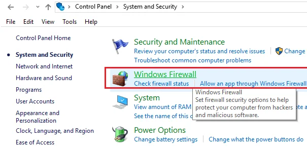 Firewall do Windows Defender