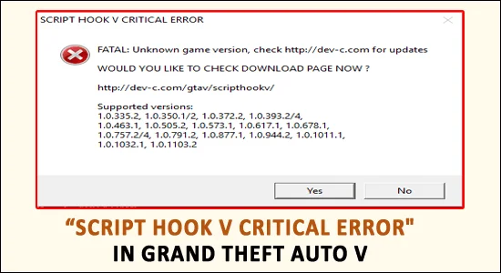 [GELÖST] „Script Hook V Critical Error“ in Grand Theft Auto V