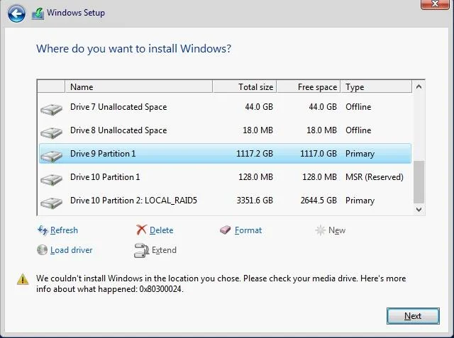 Betulkan: Ralat 0x80300024 Semasa Memasang Windows [Kaedah Berkesan]