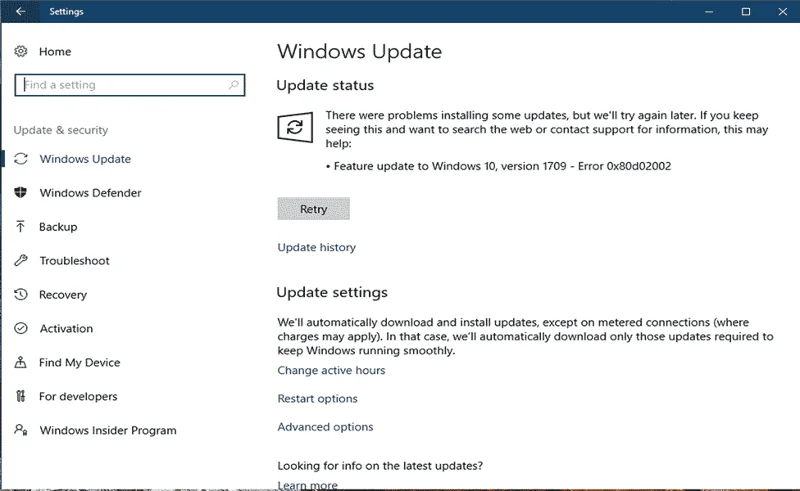 Las 5 mejores soluciones para corregir el error de actualización de Windows 0x80d02002 en Windows 10