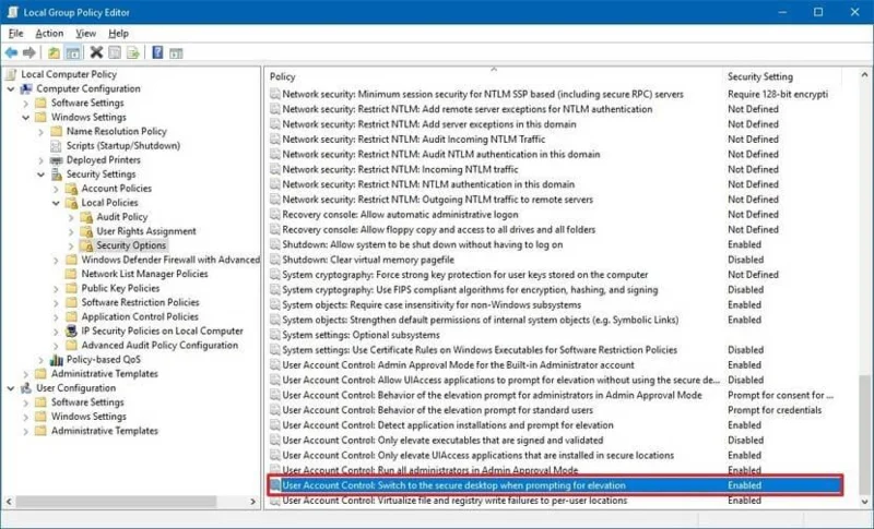 Configurazione Jump List