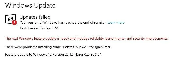 DIBETULKAN: Ralat Kemas Kini Windows 10 0xc1900104