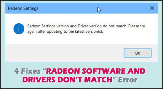 4 Membetulkan Ralat "Perisian dan Pemacu Radeon Tidak Padan".