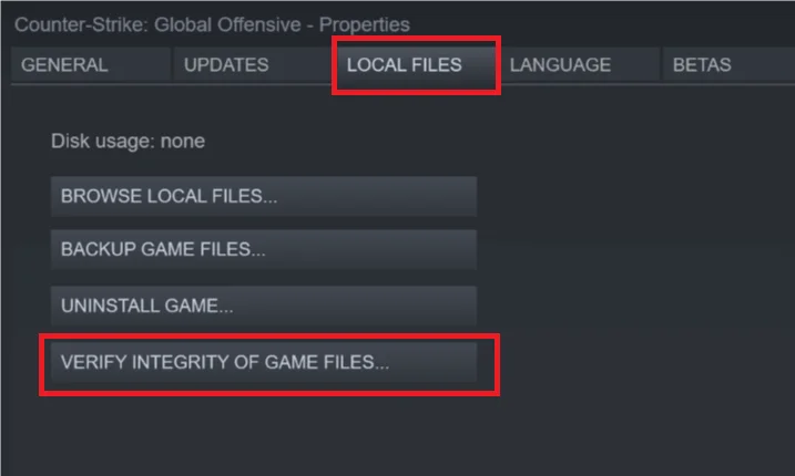 Verificar archivos del juego