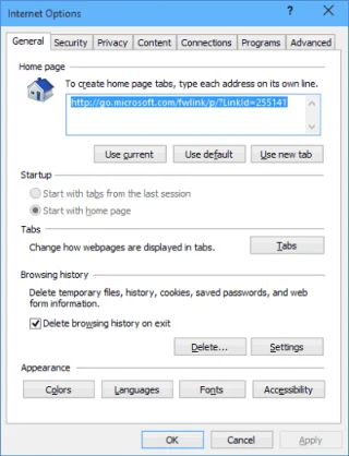 Configurando Opciones de Internet