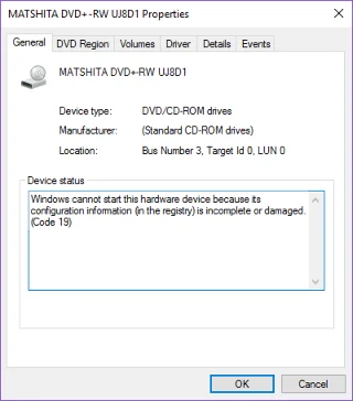 [DISELESAIKAN] Ralat Kod 19 DVD/CD-ROM dalam Windows 10