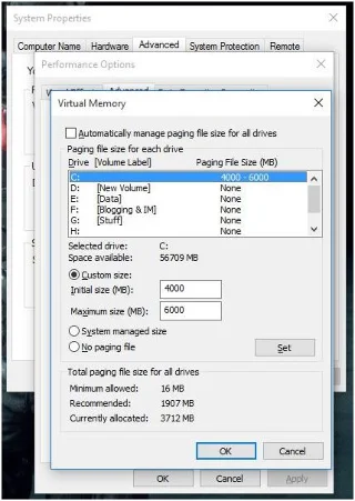 So beheben Sie das Problem mit dem zu niedrigen virtuellen Speicher von Windows 10 [AKTUALISIERT]