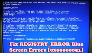 7 рабочих решений для исправления ошибок синего экрана REGISTRY_ERROR (0x00000051)