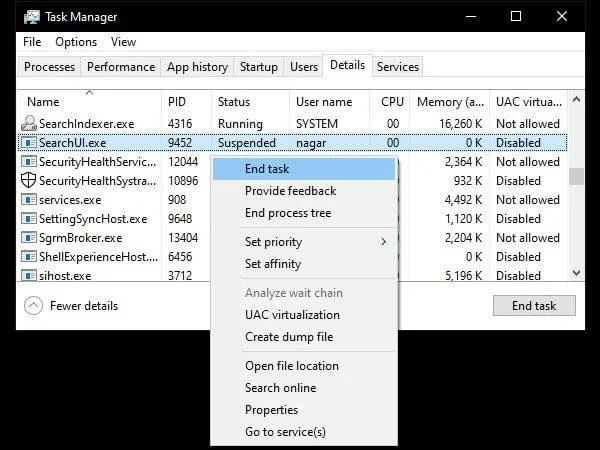 Arreglar Cortana usando memoria en Windows 10 [Paso a paso]