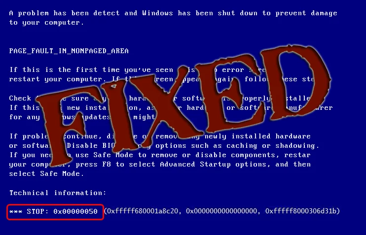 Arreglar el código de error de pantalla azul 0x00000050 Windows 8 Arreglar el código de error de pantalla azul 0x00000050 Windows 8