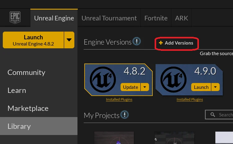 Atualização do Unreal Engine