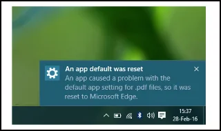 Solución: error "Se restableció el valor predeterminado de una aplicación" en Windows 10