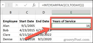 Как рассчитать выслугу лет в Excel