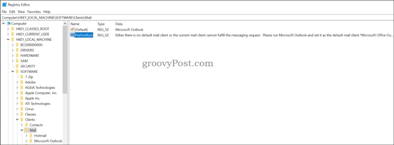 Solucionar el error de Outlook: no hay un cliente predeterminado o un error actual...