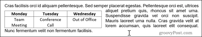 Cara Membungkus Teks Di Sekitar Jadual dalam Word