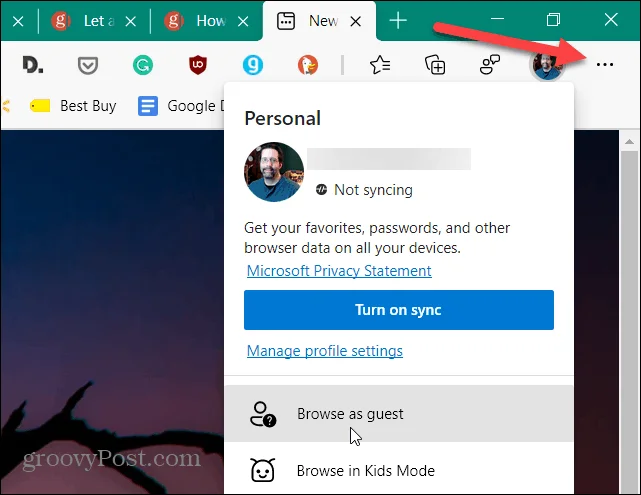 Гостевой режим в Microsoft Edge