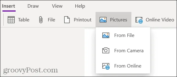 Interface de Microsoft OneNote pour Windows 10