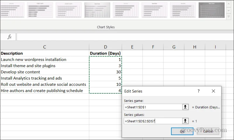 Cara Membuat Carta Gantt dalam Excel