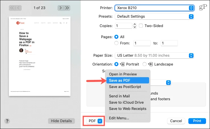 Cara Menyimpan Halaman Web sebagai PDF dalam Safari
