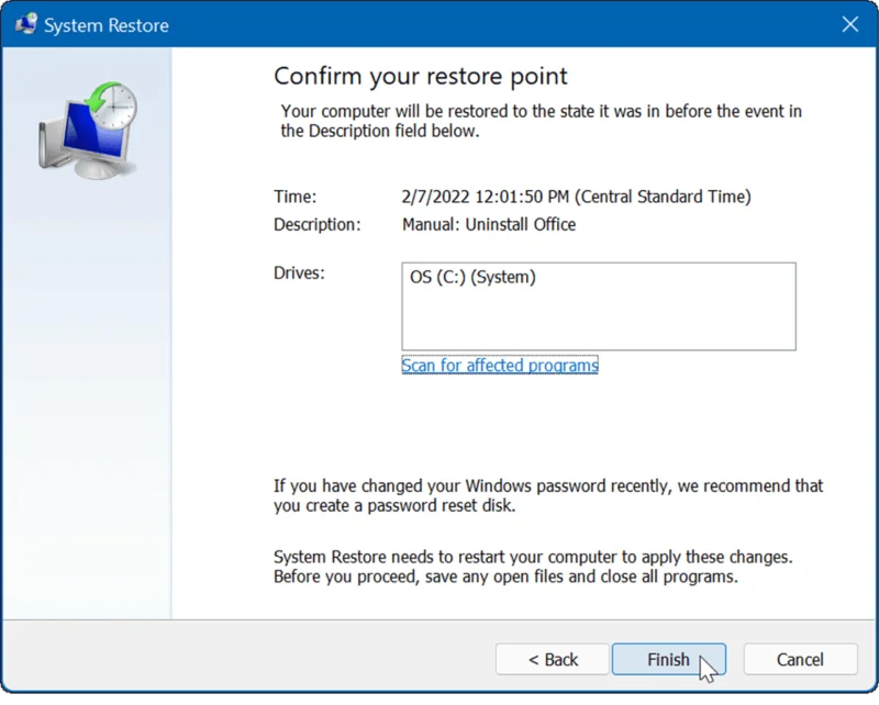 Como criar um ponto de restauração no Windows 11