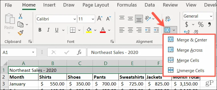 Cómo combinar y separar celdas en Microsoft Excel