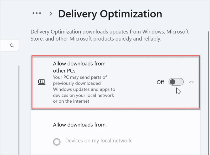 Cómo deshabilitar la optimización de entrega en Windows 11