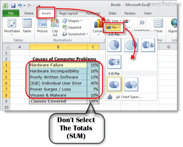 Cara Membuat Carta Pai dalam Microsoft Excel 2010 atau 2007