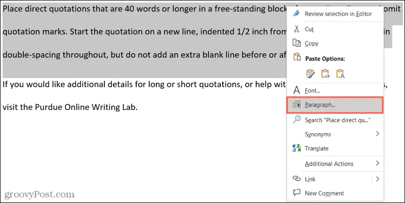 Cara Memasukkan Sebut Harga Blok dalam Microsoft Word