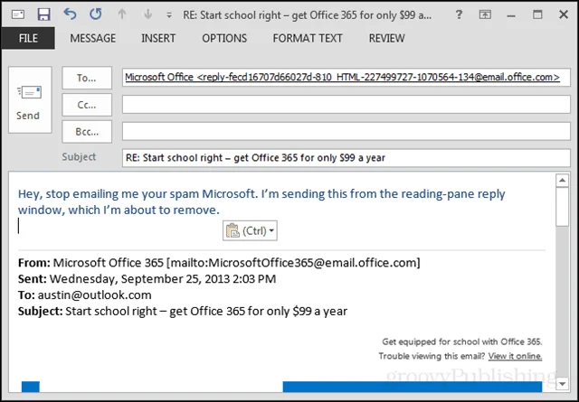Cómo configurar Outlook para abrir respuestas y reenvíos en una ventana emergente
