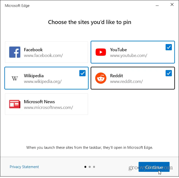Websites vastzetten op de Windows-taakbalk vanuit Microsoft Edge