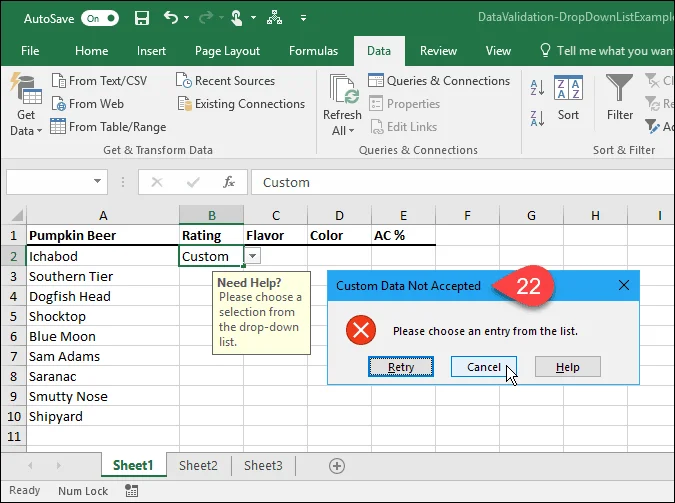 Cara Membuat Senarai Drop-Down Menggunakan Pengesahan Data dalam Microsoft Excel