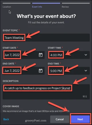 Cómo crear un evento en Discord