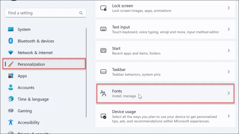 Cara Memasang atau Nyahpasang Fon pada Windows 11