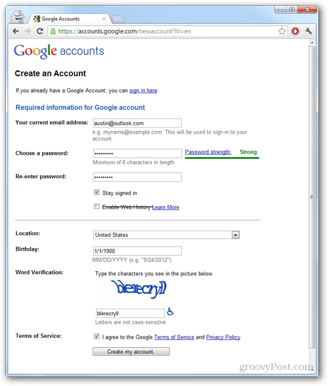 Cómo crear una cuenta de Google sin usar Gmail