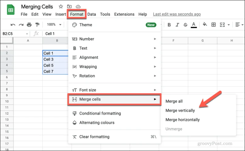 Cara Mencantum dan Menyahcantumkan Sel dalam Helaian Google