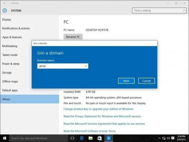 Como associar um PC com Windows 10 a um domínio