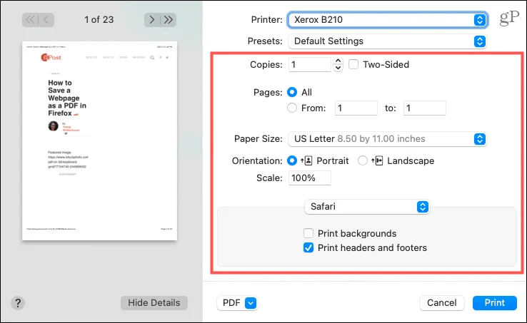 Cara Menyimpan Halaman Web sebagai PDF dalam Safari