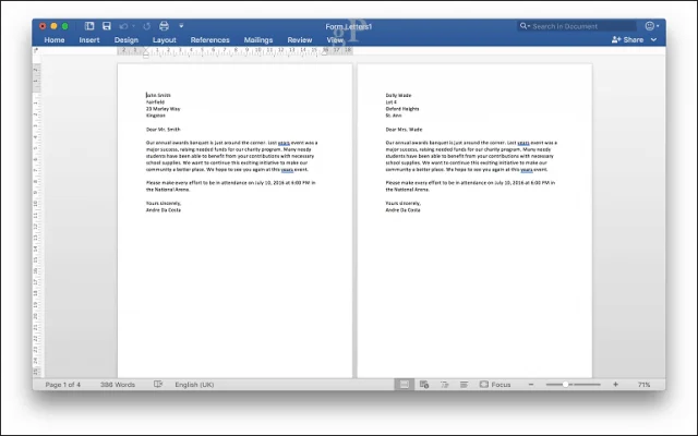 Cara Menggunakan Mail Merge dalam Microsoft Word 2016 untuk Mac